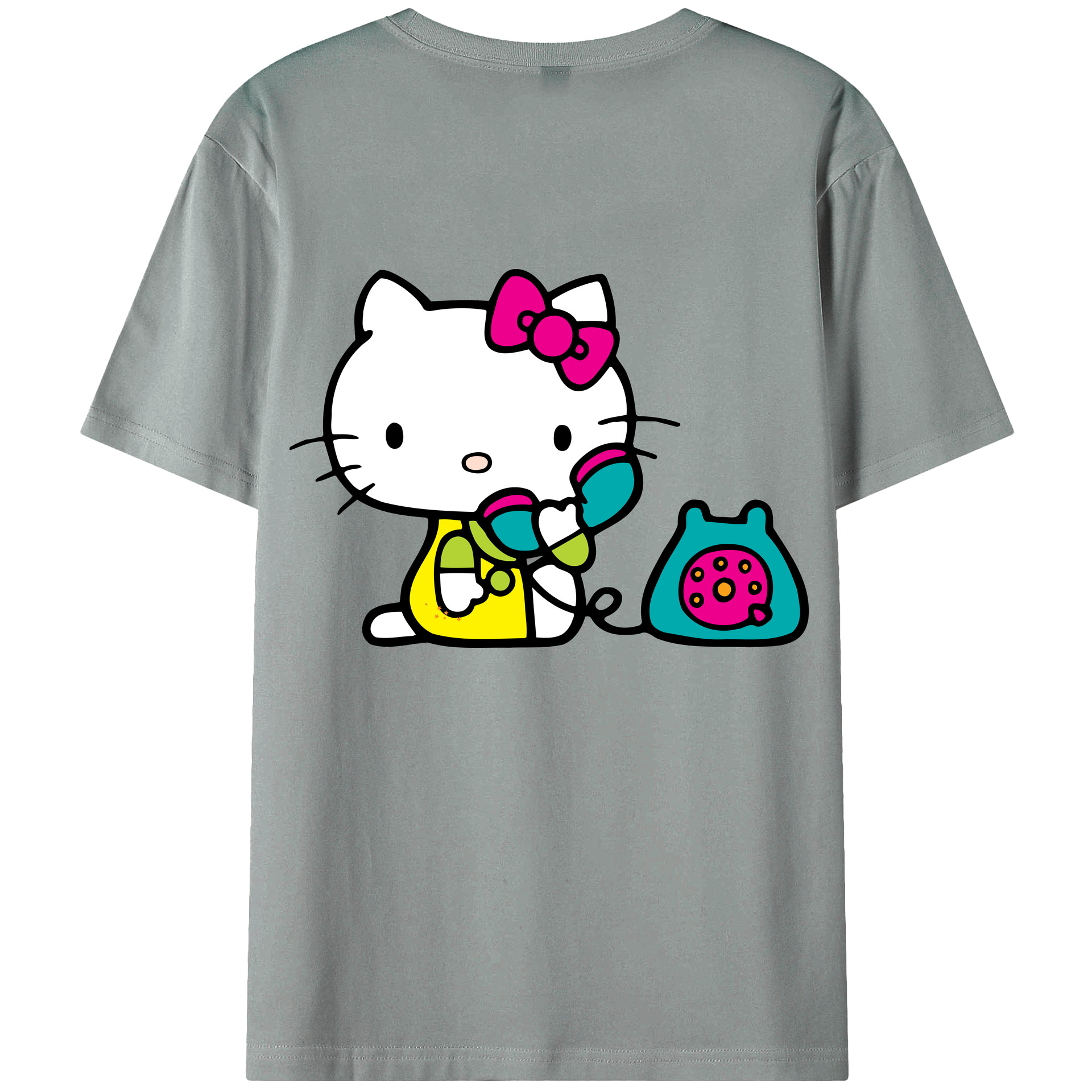 （画像用） Hello Kitty ハローキティ 綿100％ メンズ半袖Tシャツ（バックプリント） 通気性